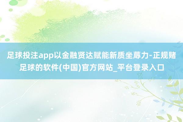 足球投注app以金融贤达赋能新质坐蓐力-正规赌足球的软件(中国)官方网站_平台登录入口