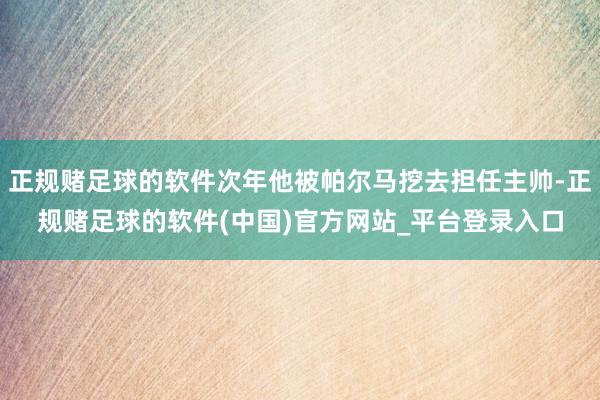 正规赌足球的软件次年他被帕尔马挖去担任主帅-正规赌足球的软件(中国)官方网站_平台登录入口