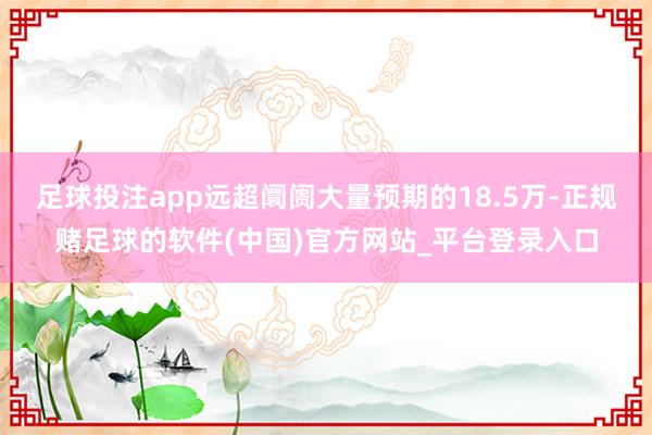 足球投注app远超阛阓大量预期的18.5万-正规赌足球的软件(中国)官方网站_平台登录入口