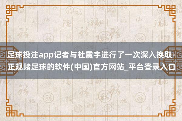 足球投注app记者与杜震宇进行了一次深入换取-正规赌足球的软件(中国)官方网站_平台登录入口