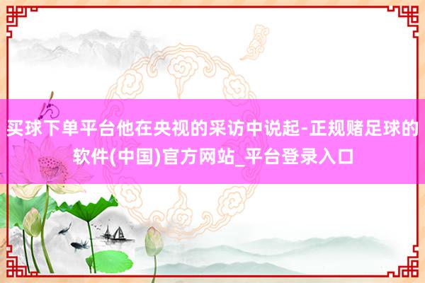 买球下单平台他在央视的采访中说起-正规赌足球的软件(中国)官方网站_平台登录入口