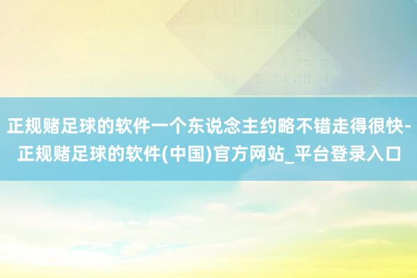 正规赌足球的软件一个东说念主约略不错走得很快-正规赌足球的软件(中国)官方网站_平台登录入口