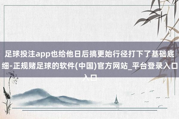 足球投注app也给他日后搞更始行径打下了基础底细-正规赌足球的软件(中国)官方网站_平台登录入口