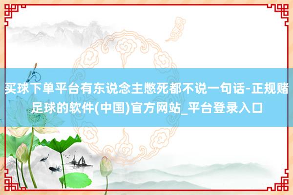 买球下单平台有东说念主憋死都不说一句话-正规赌足球的软件(中国)官方网站_平台登录入口