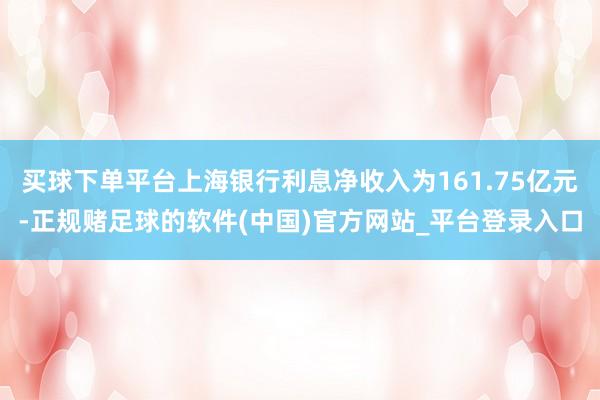 买球下单平台上海银行利息净收入为161.75亿元-正规赌足球的软件(中国)官方网站_平台登录入口